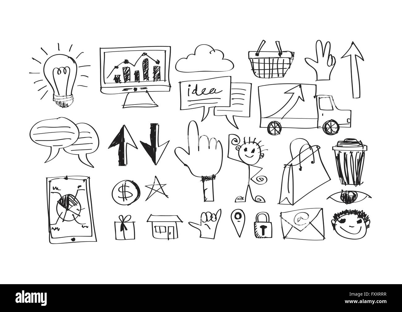 Hand doodle Business icon set idea design Stock Vector Image & Art - Alamy