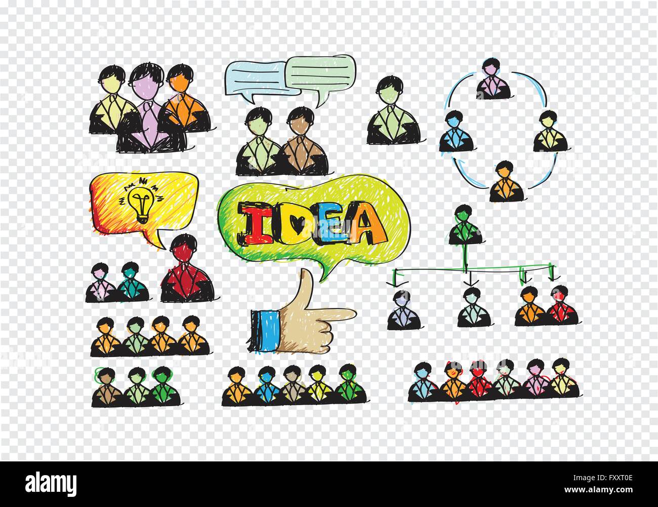 Hand doodle Business icon set idea design on transparent background ...