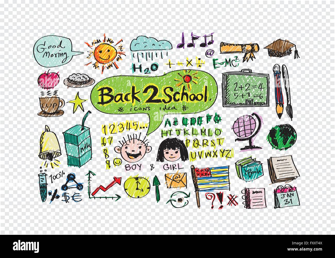 Hand doodle Business icon set idea design on transparent background ...