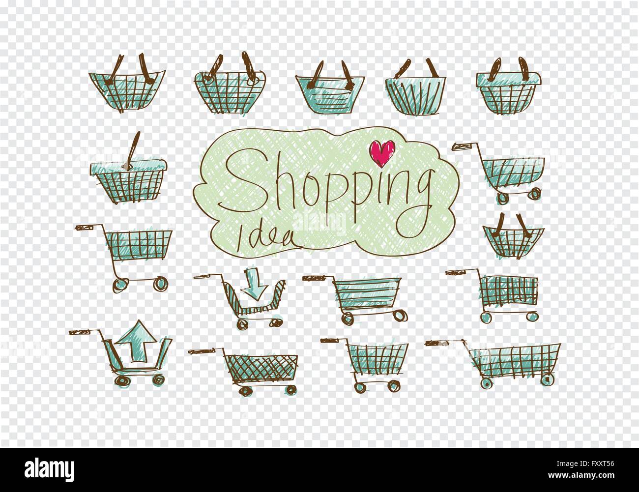 Hand doodle Business icon set idea design on transparent background ...