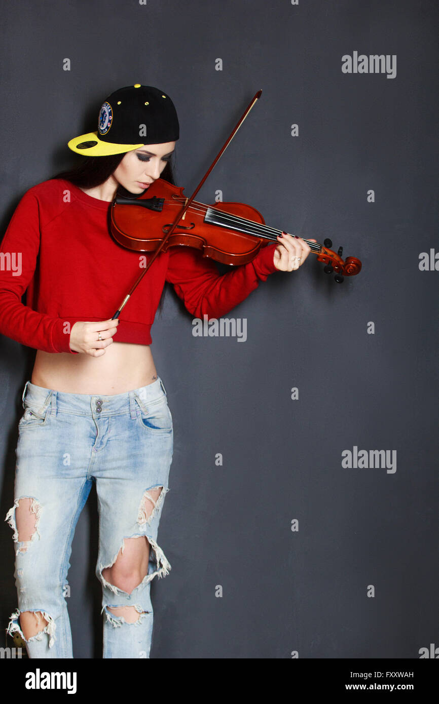 girl with violin Stock Photo - Alamy