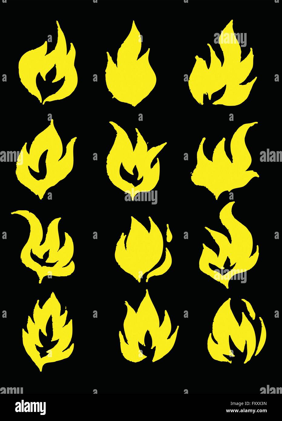 Fire flames, set icons Stock Vector