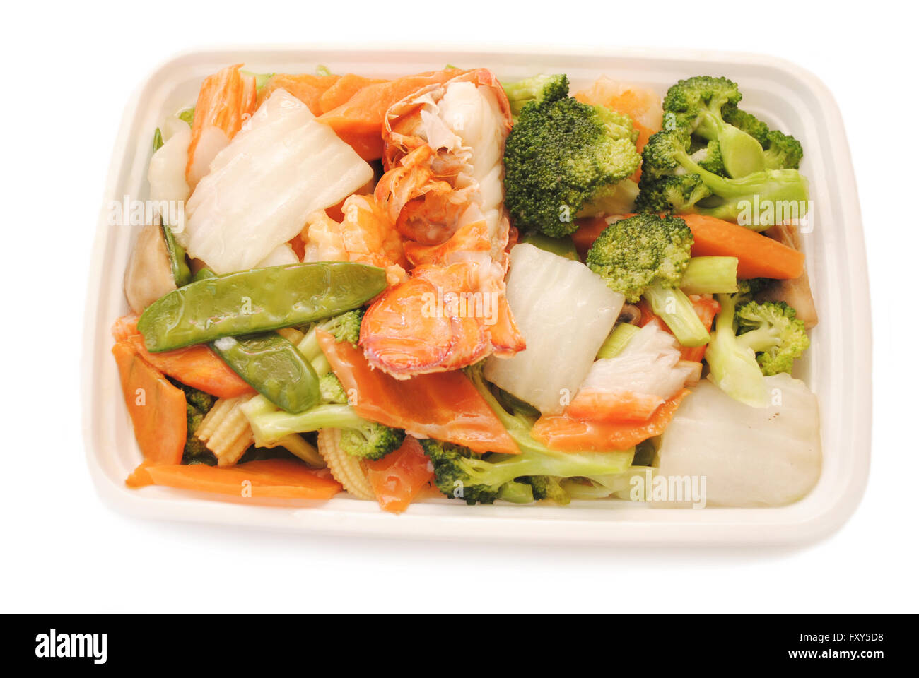 Chinese Takeout (American) - Seafood with Vegetables Stock Photo