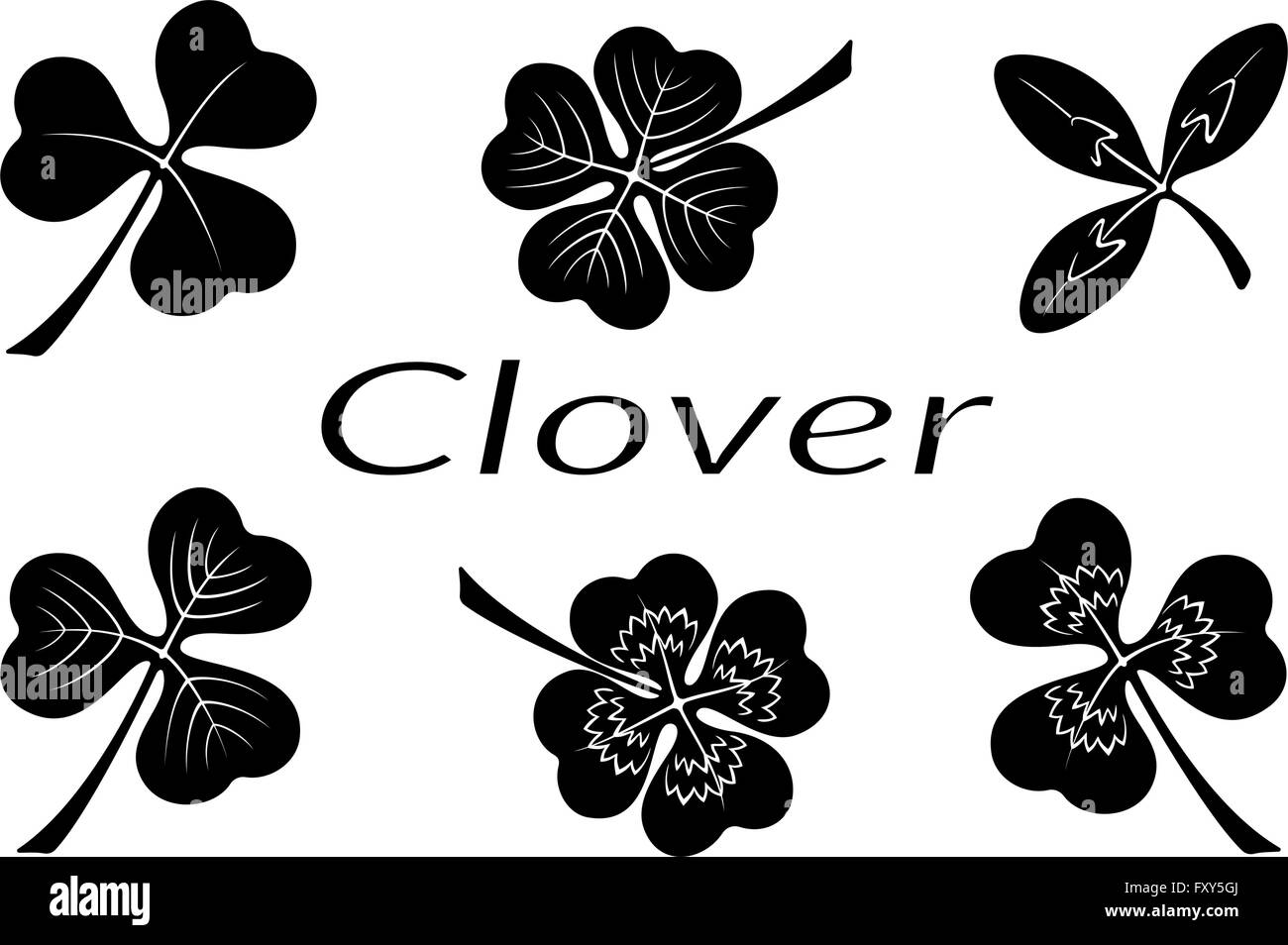 Clover Leaves Pictogram Set Stock Vector