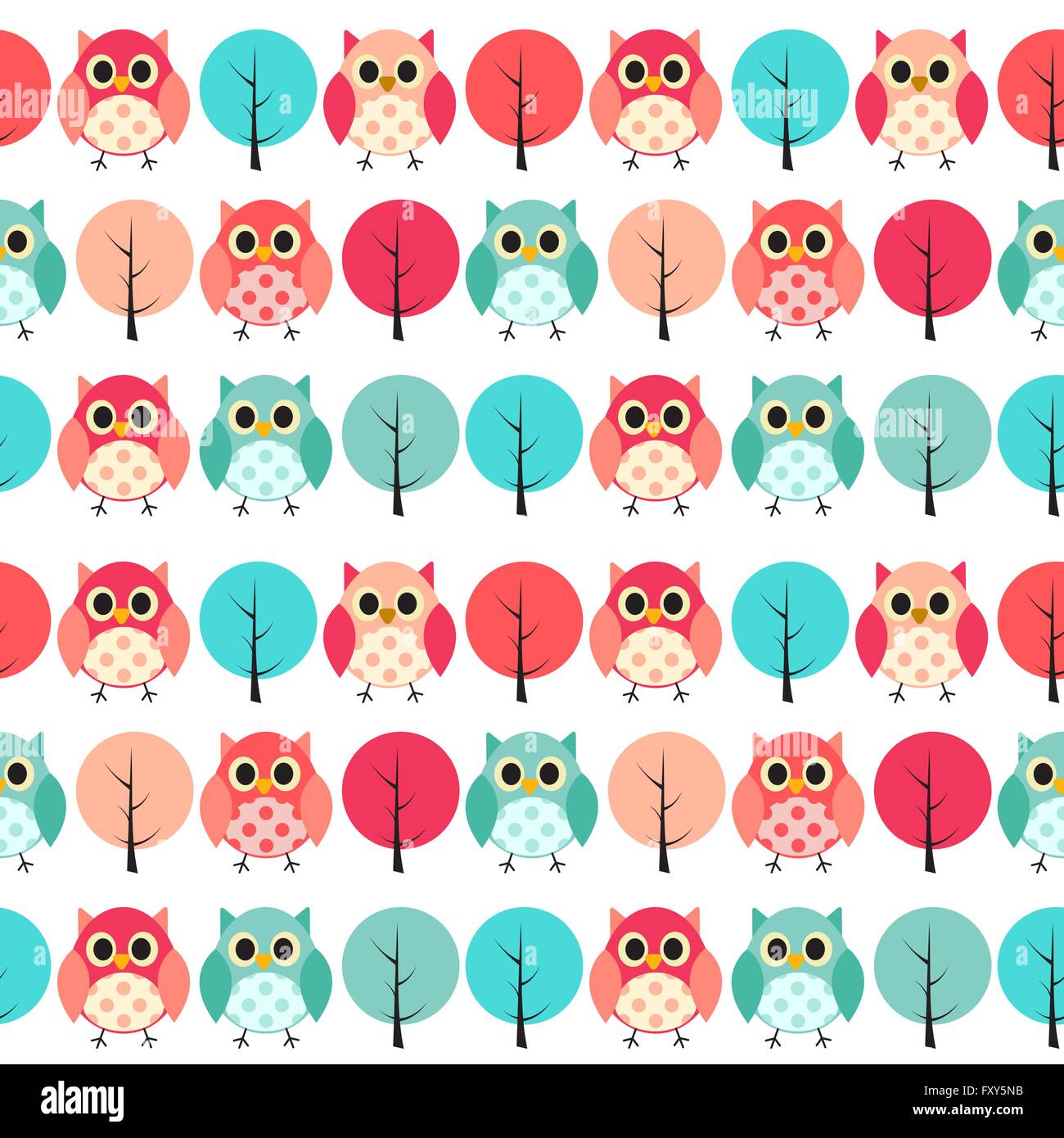 Owl Seamless Pattern Background Vector Illustration Stock Vector Image ...