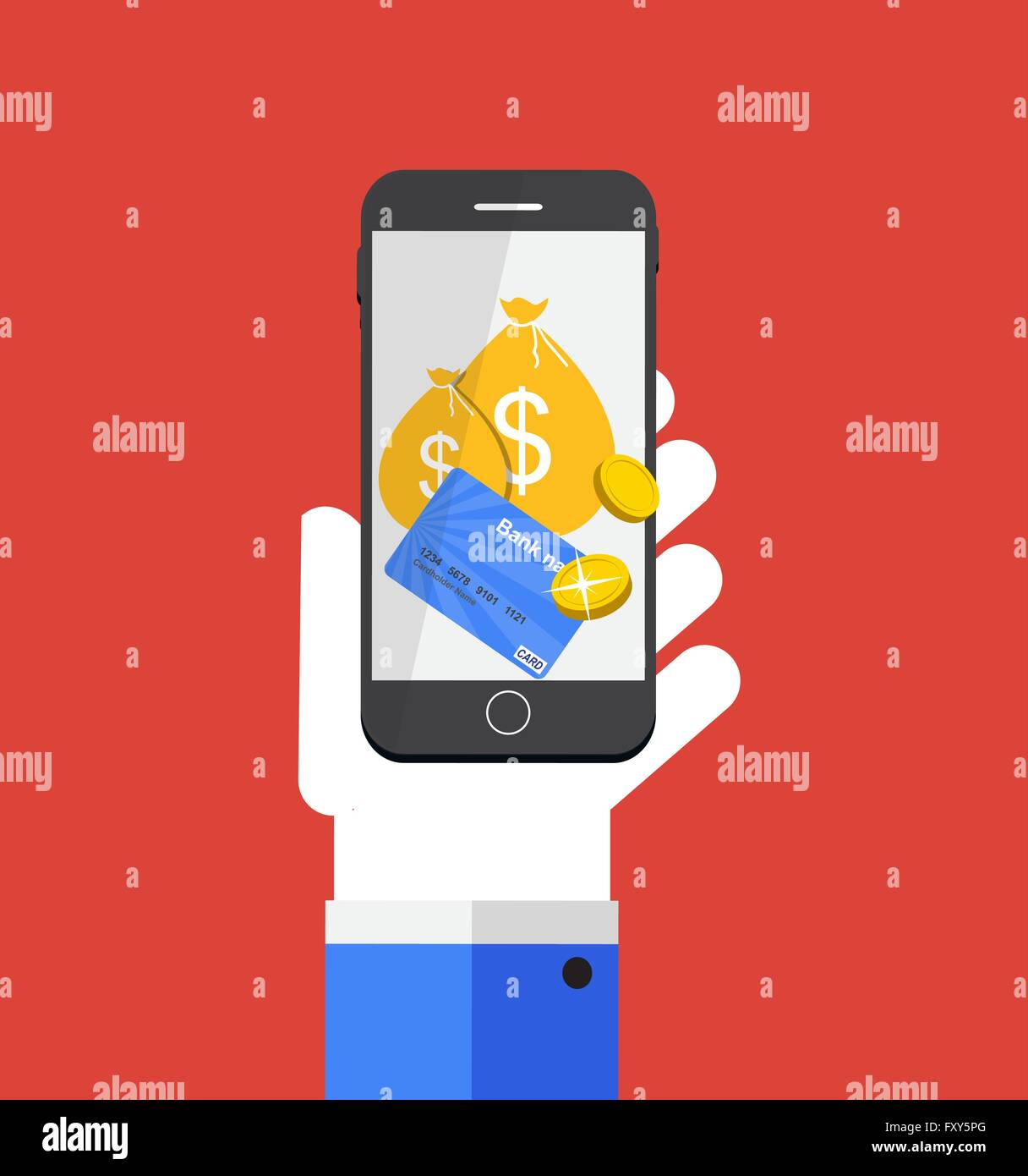 Mobile Payment Flat Concept Vector Illustration Stock Vector Image ...