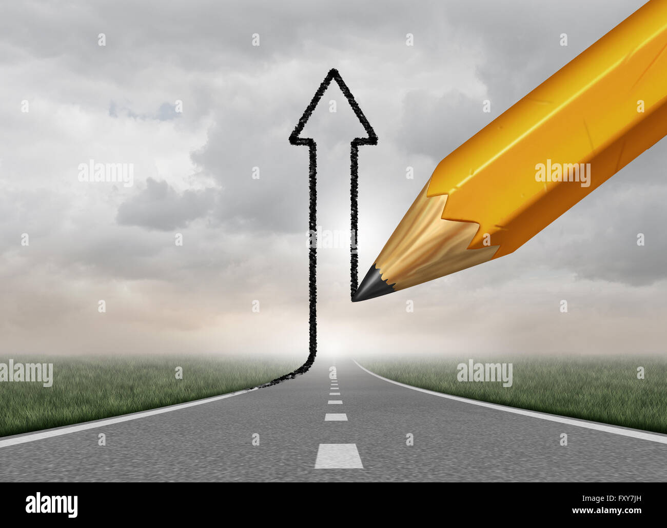 successful business direction and success control symbol as a pencil picture of a pencil