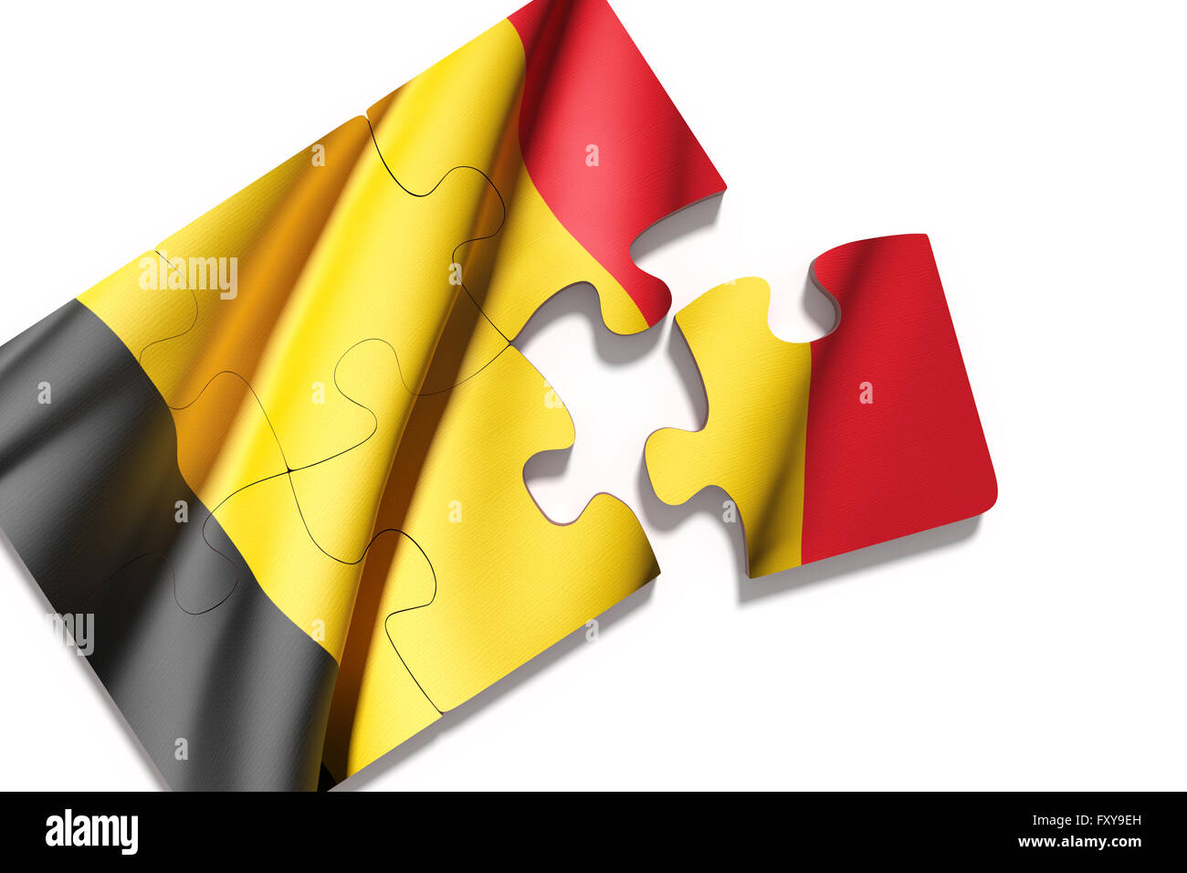 3d rendering of isolated puzzle Belgium flag on white background Stock ...