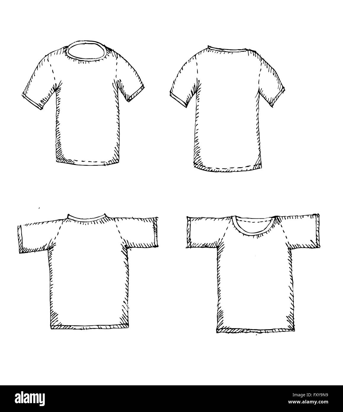 Blank t shirts template front back Black and White Stock Photos