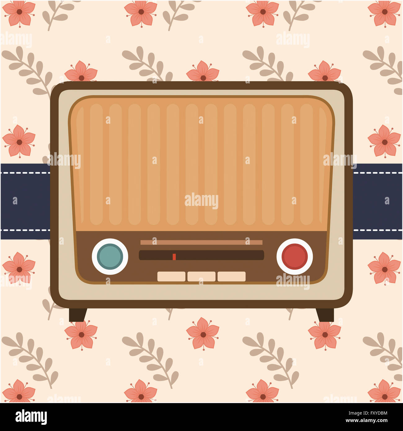 Picture of Analog TV with patterns of vintage flowers and plants Stock Photo - Alamy