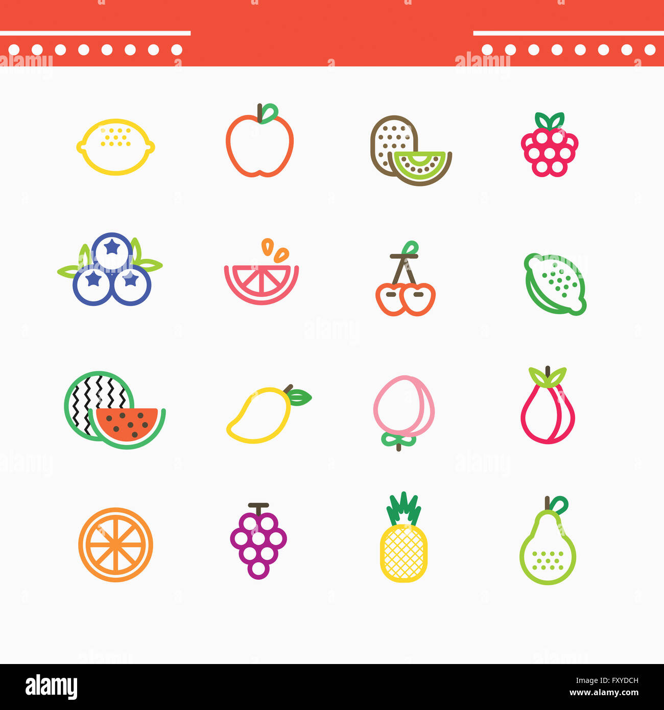Set of line icons related to various fruits Stock Photo - Alamy