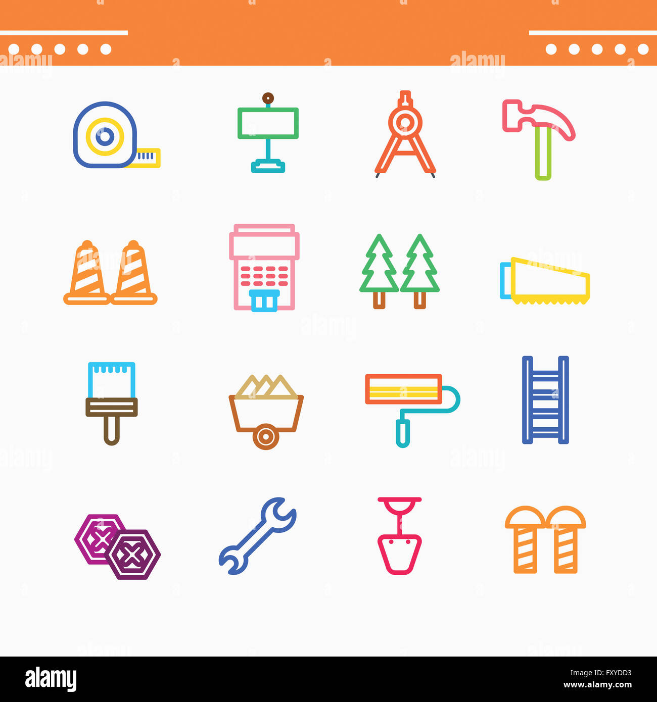 Set of line icons related to construction Stock Photo - Alamy