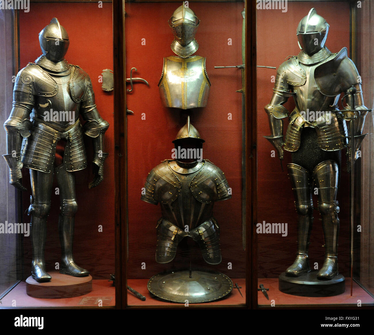 Armours. Italy. 16th century. The Knights' Hall. The State Hermitage Museum. Saint Petersburg. Russia. Stock Photo
