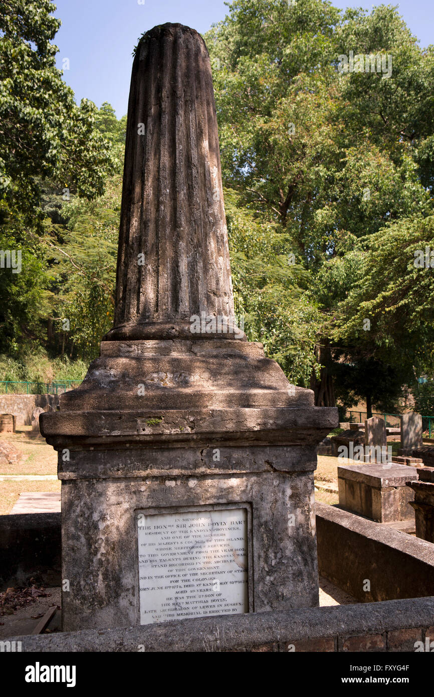 L1449Sri Lanka, Kandy, historic Garrison Cemetery, grave of administrator Sir John D’Oyly Stock Photo