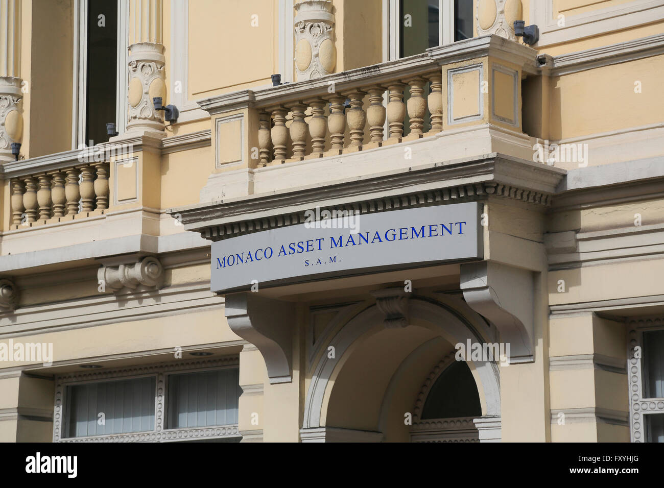 Facade of Monaco Asset Management in the Carré d'Or, Monaco, Monaco Stock Photo