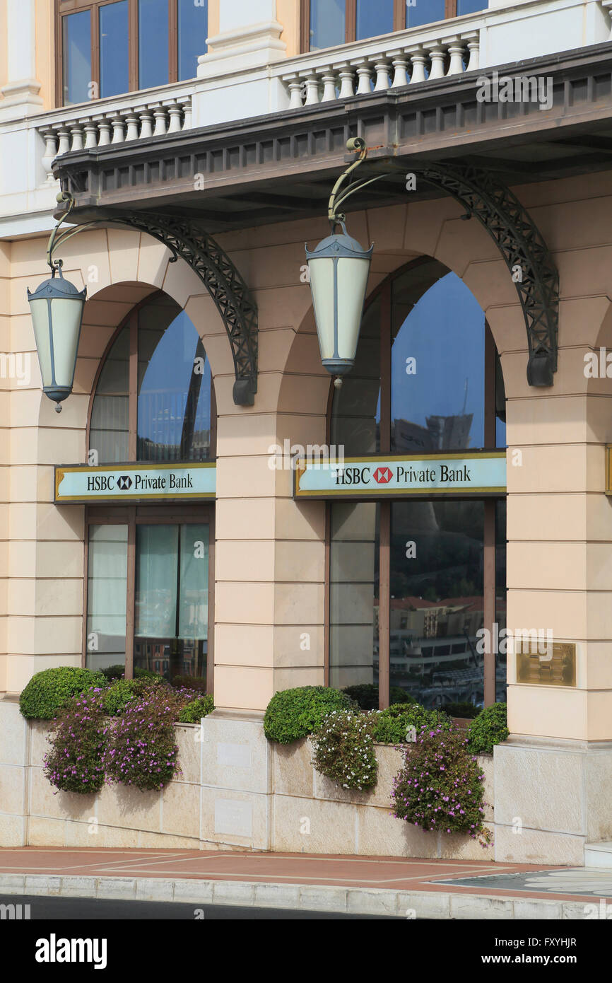 Facade of the private bank HSBC on Avenue d&#39;Ostende, Monaco, Monaco Stock Photo