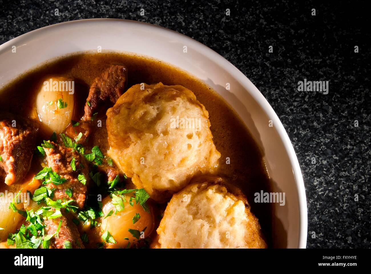 Beef Goulash with dumplings Stock Photo