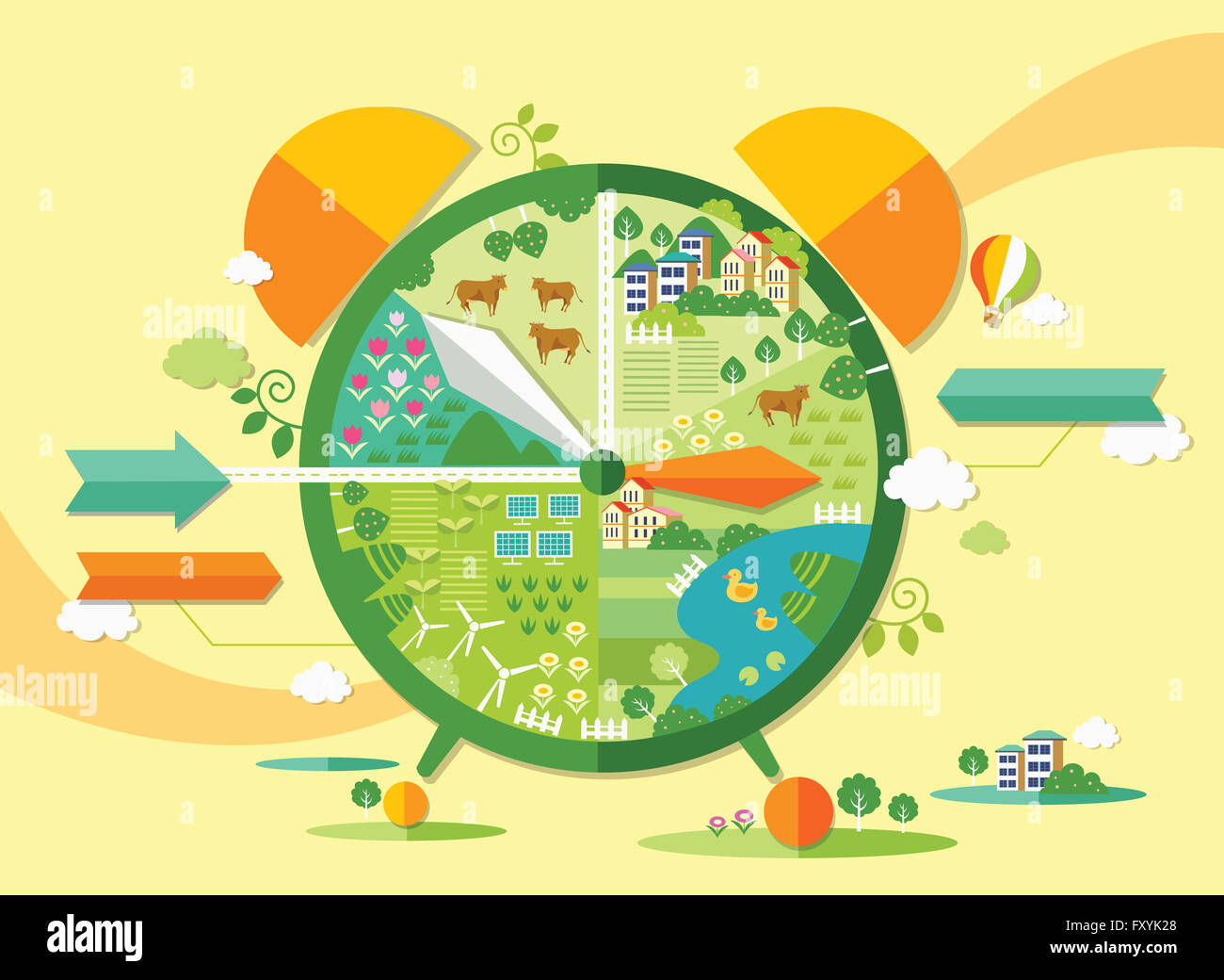 Imaginary illustration in alarm clock shape representing alternative