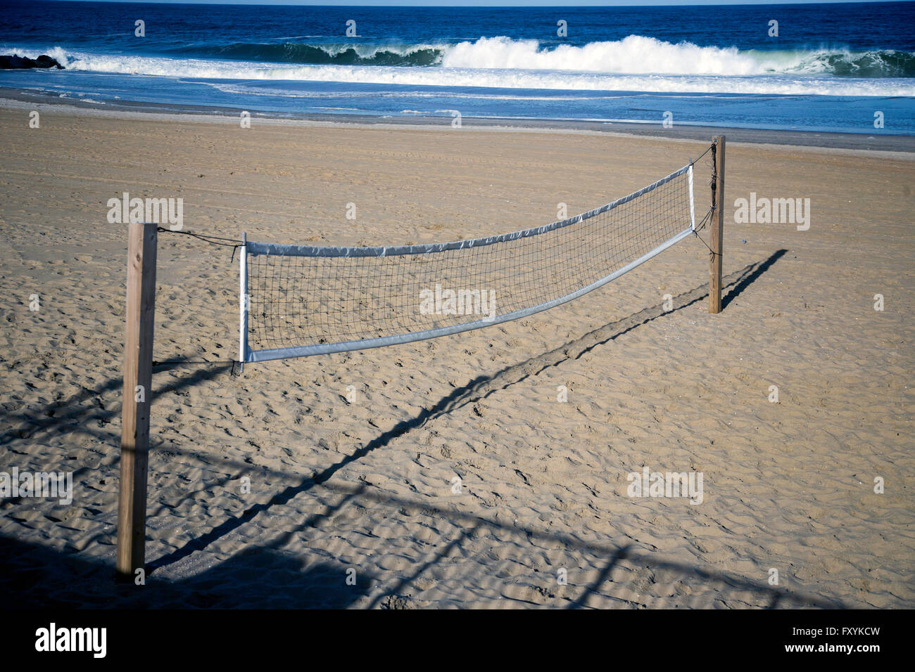 Volleyball net on the beach Stock Photo