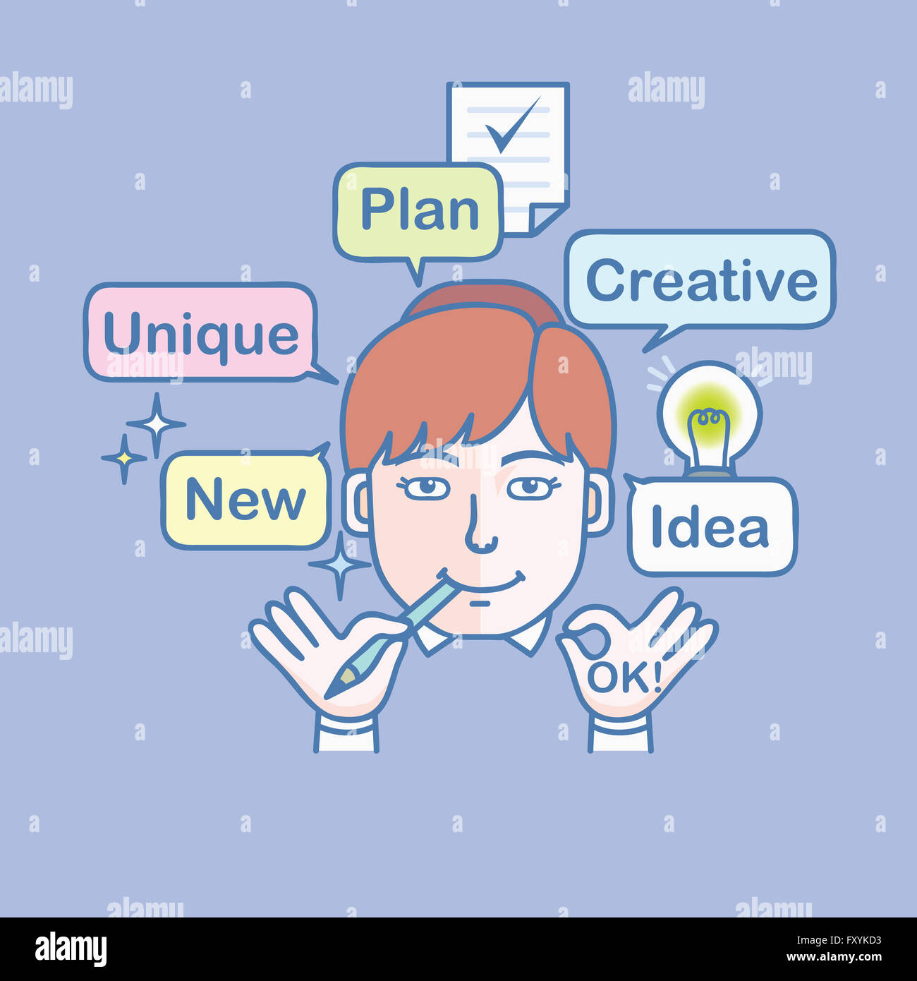 Illustration representing creative idea and plan Stock Photo - Alamy