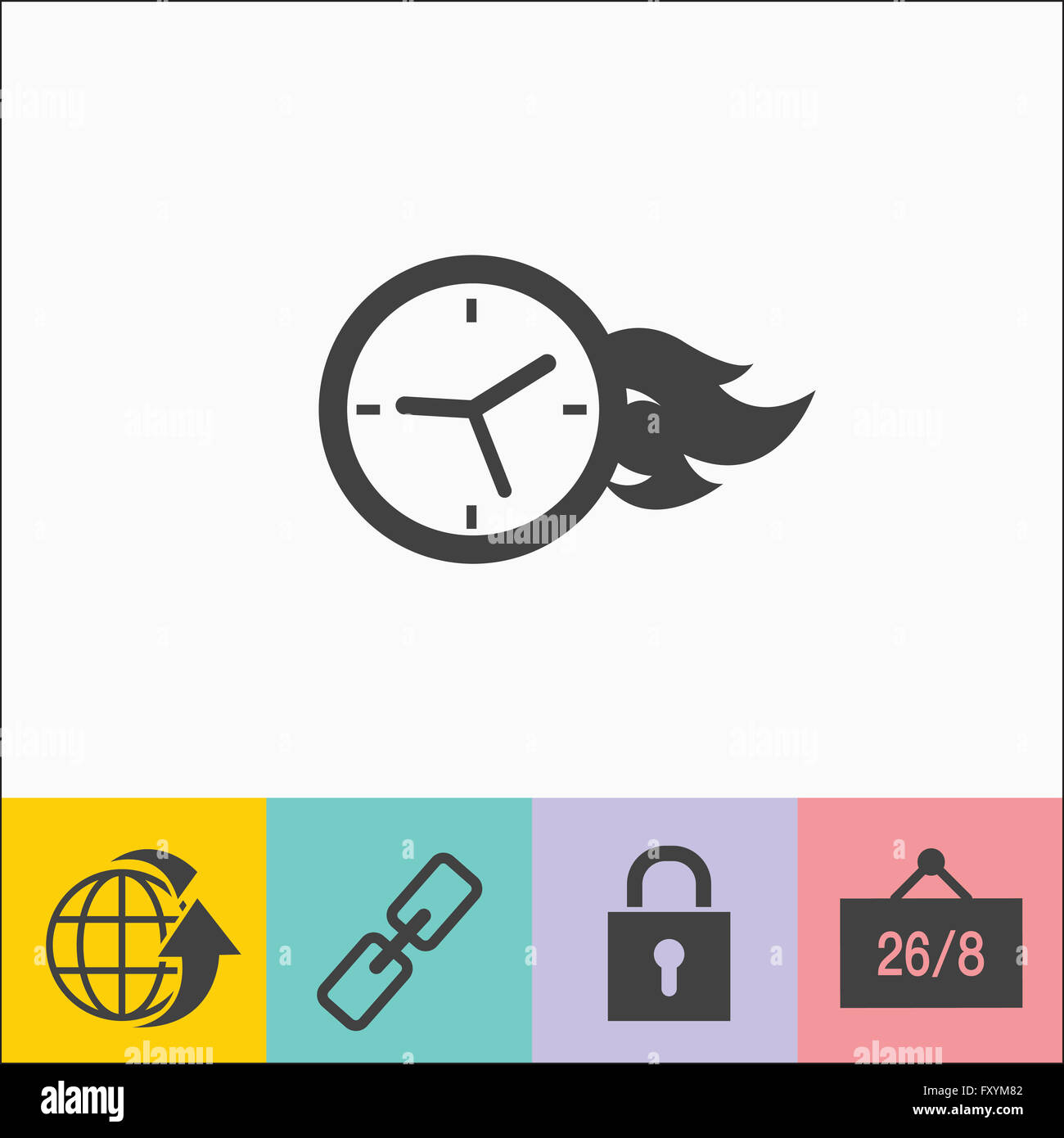 Various icons and image related to being busy Stock Photo - Alamy