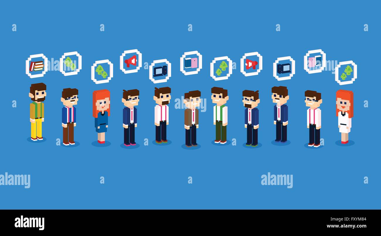 Business People Group Crowd Icon Set Collection 3d Isometric Stock ...
