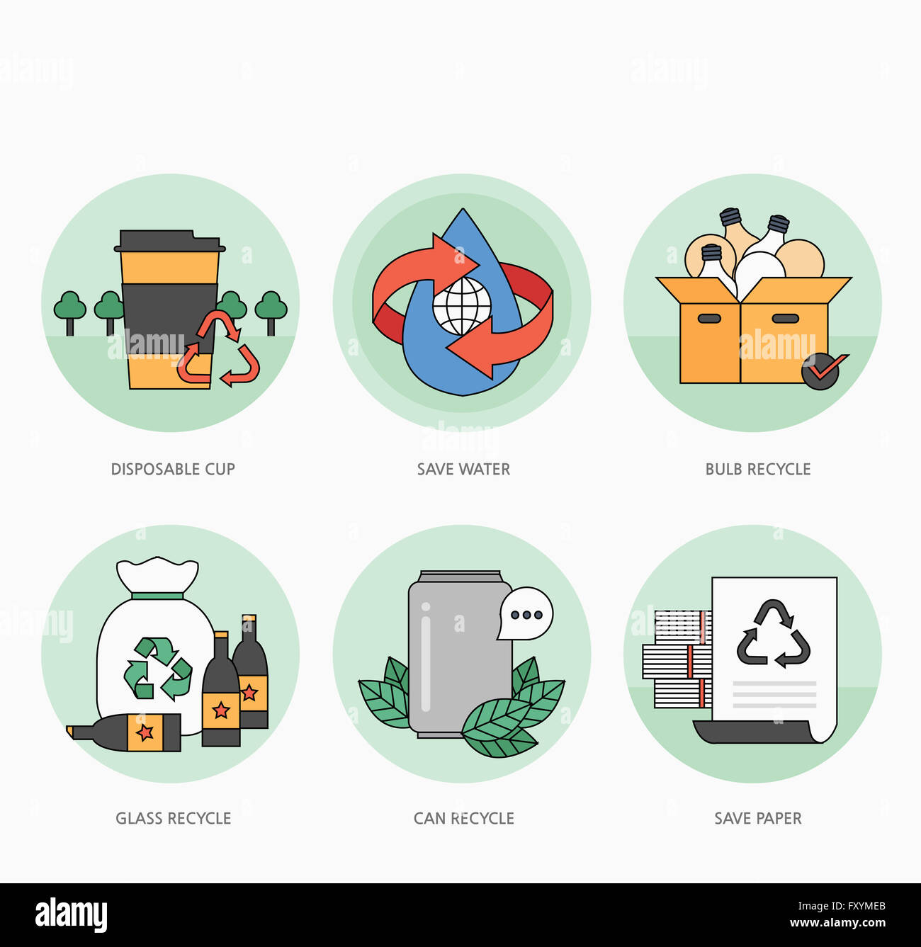 Various icons related to recycling Stock Photo - Alamy