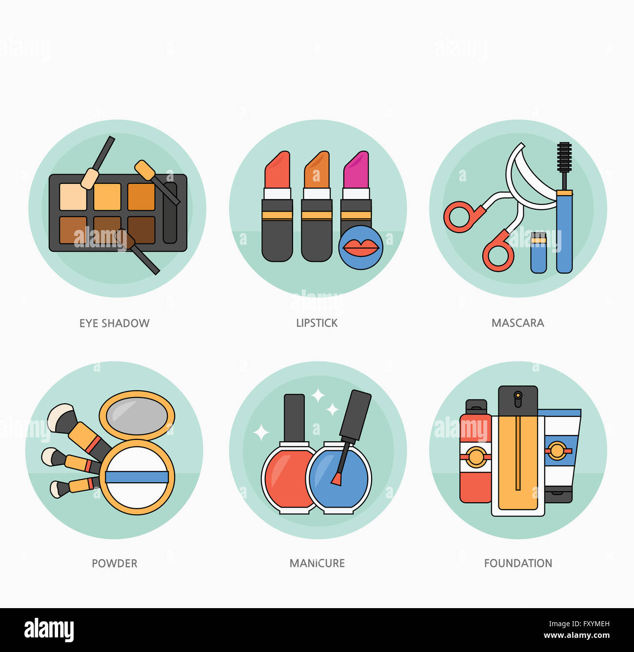 Various icons related to makeups Stock Photo