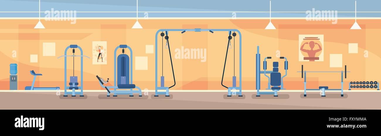 Sport Gym Interior Workout Equipment Stock Vector Image & Art - Alamy