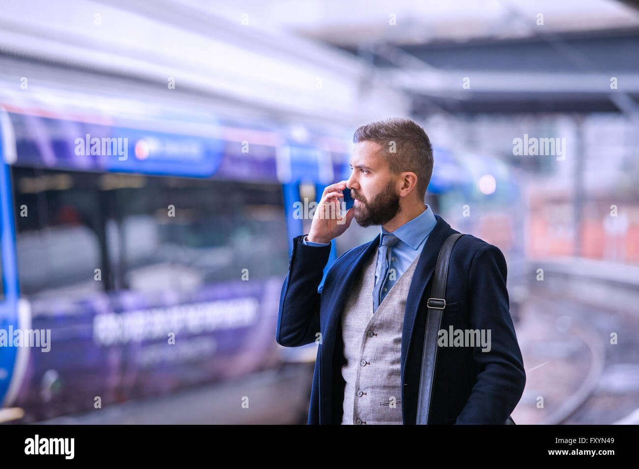 Train Phone Call Making of a london tube railway hi-res stock photography and images - Alamy