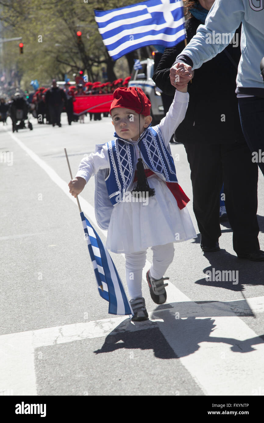 Greek Independence Day Parade, New York City. Young Greek American