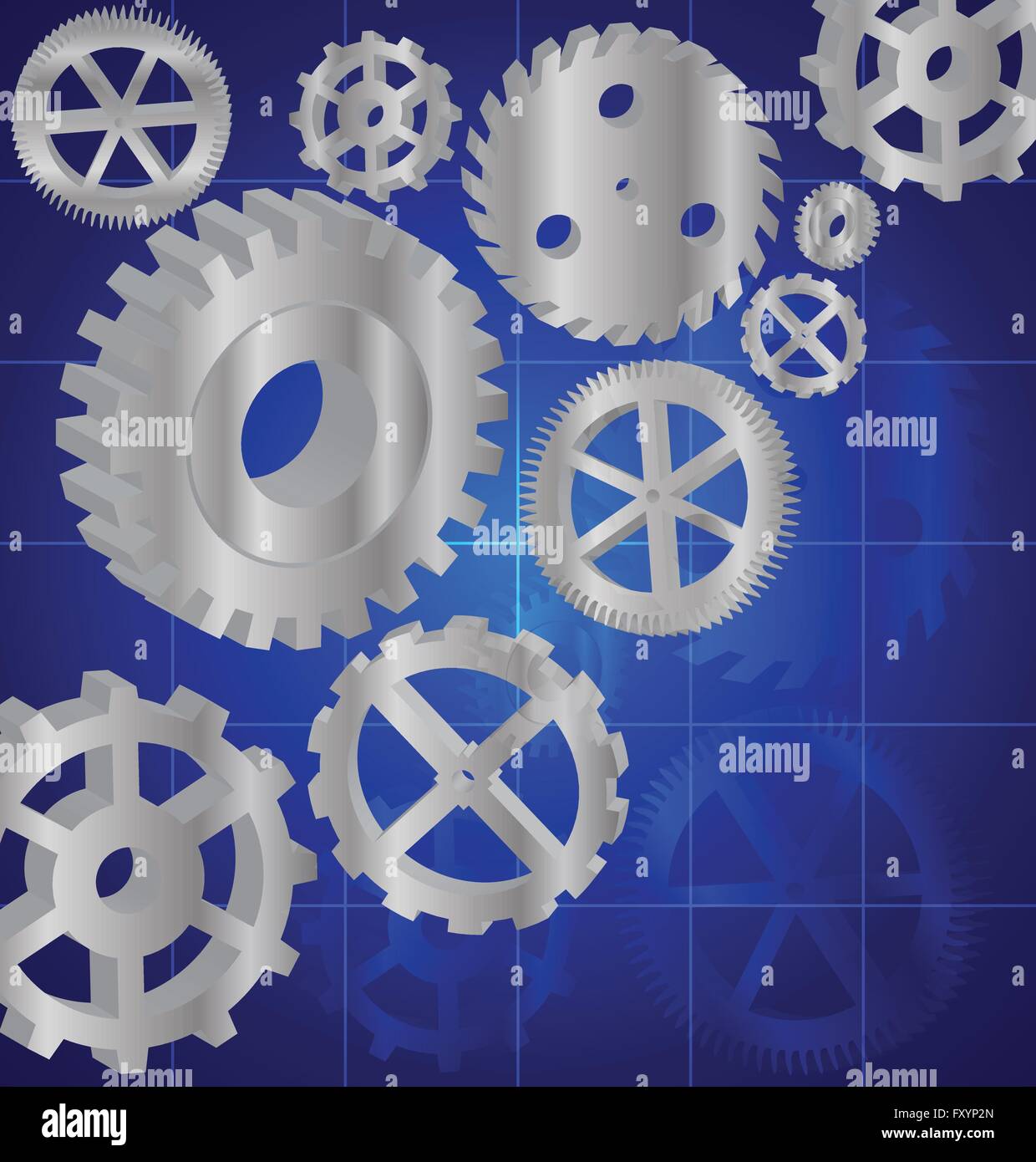 Silver gears 3D on the Blue background Vector Stock Vector Image & Art ...