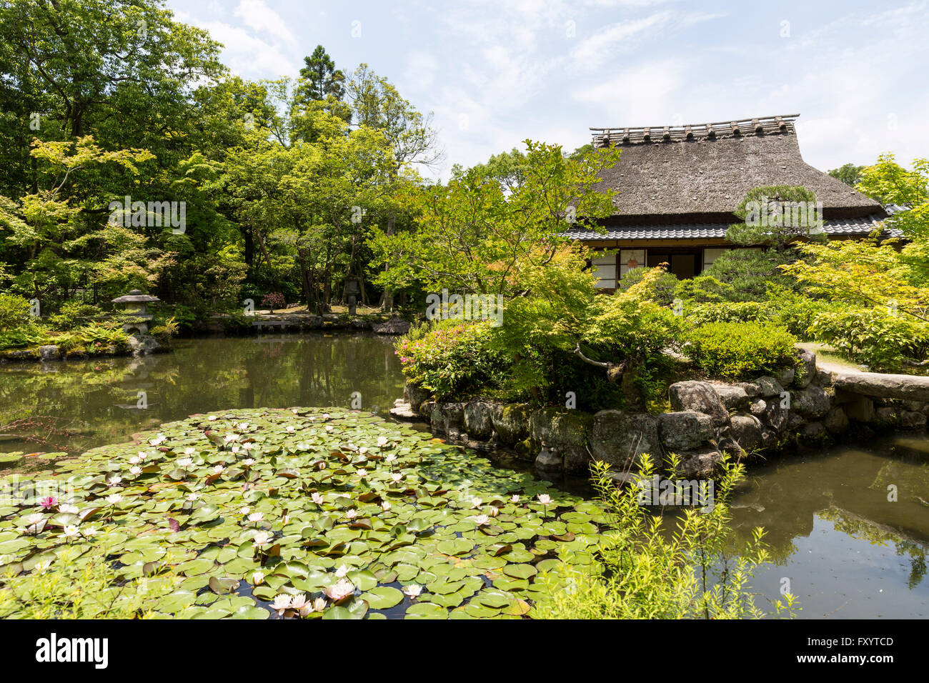 Hyoshintei tea house, Isuien Garden, Nara, Nara Prefecture, Kansai region of Japan. Stock Photo