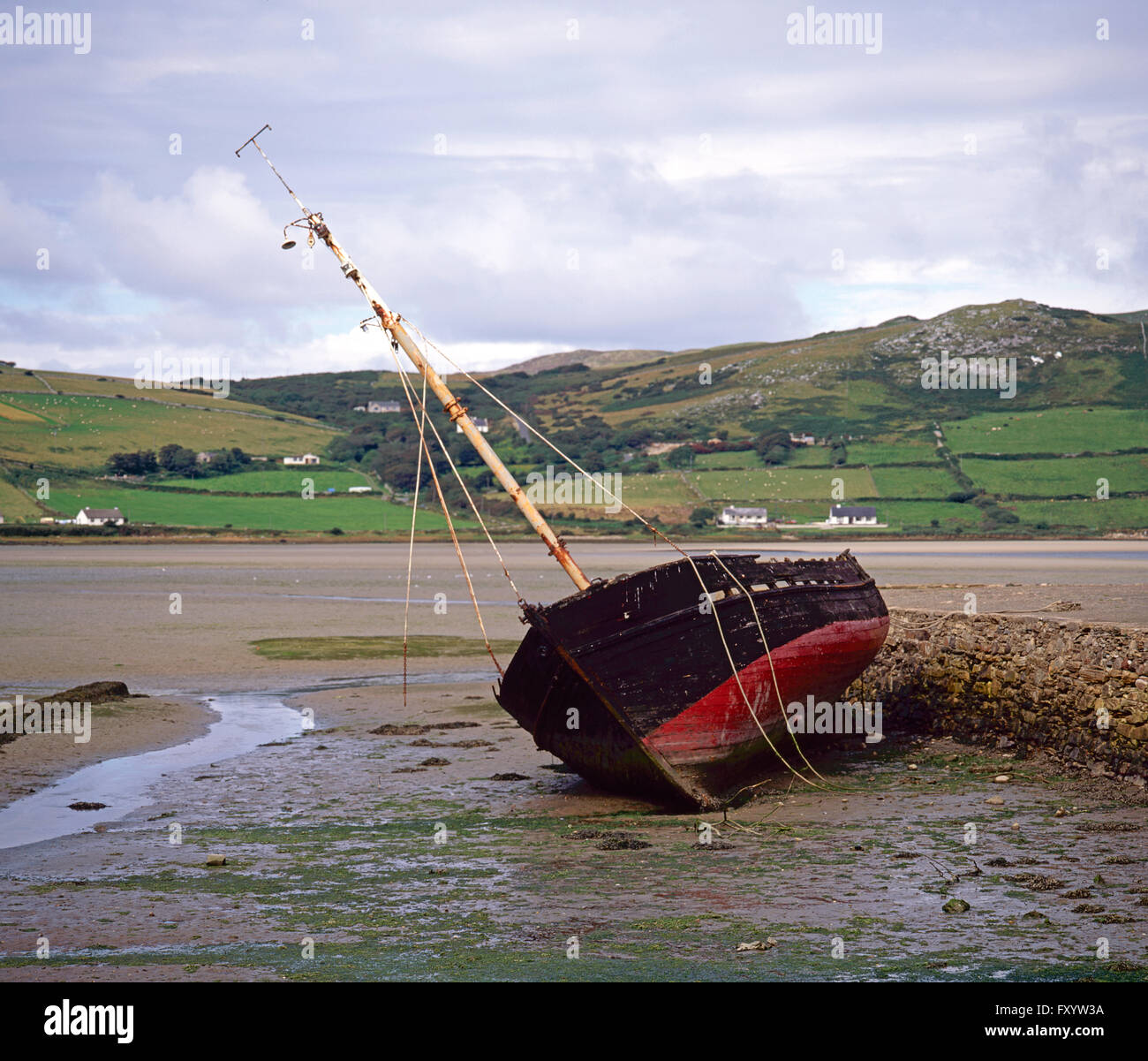 Old fishing boat in Dunfanaghy harbour, County Donegal, Ireland Stock