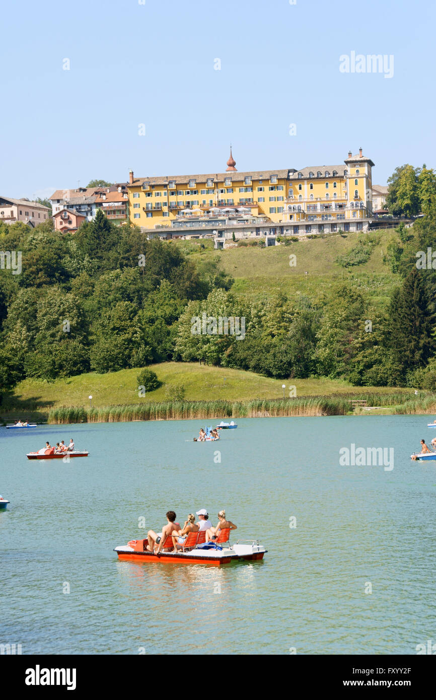 Chiesa, Italy - August 20, 2011: Lavarone Lake is located at Chiesa a locality of the small town of Lavarone in the italian regi Stock Photo