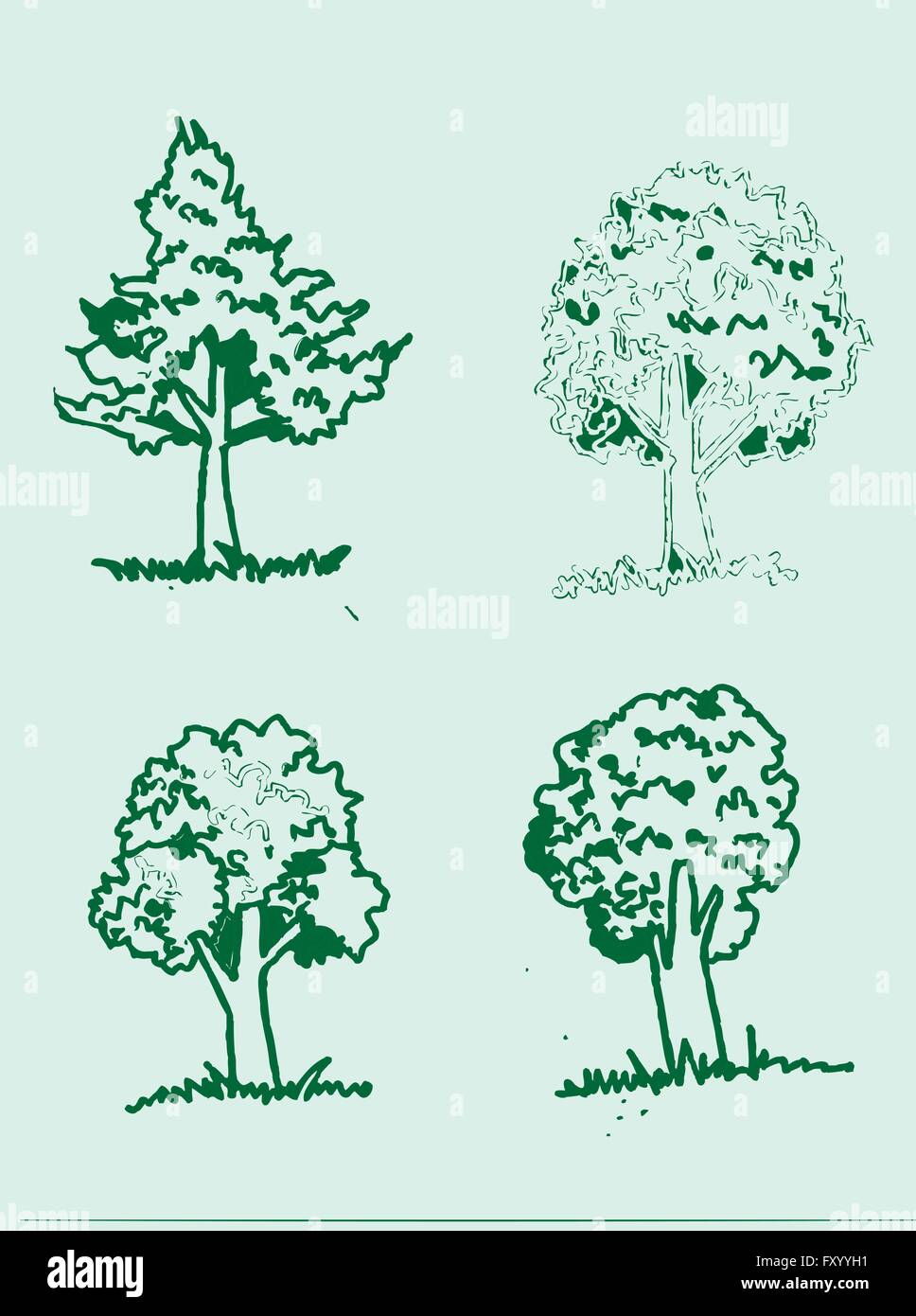 Set of trees with leaves Stock Vector Image & Art - Alamy