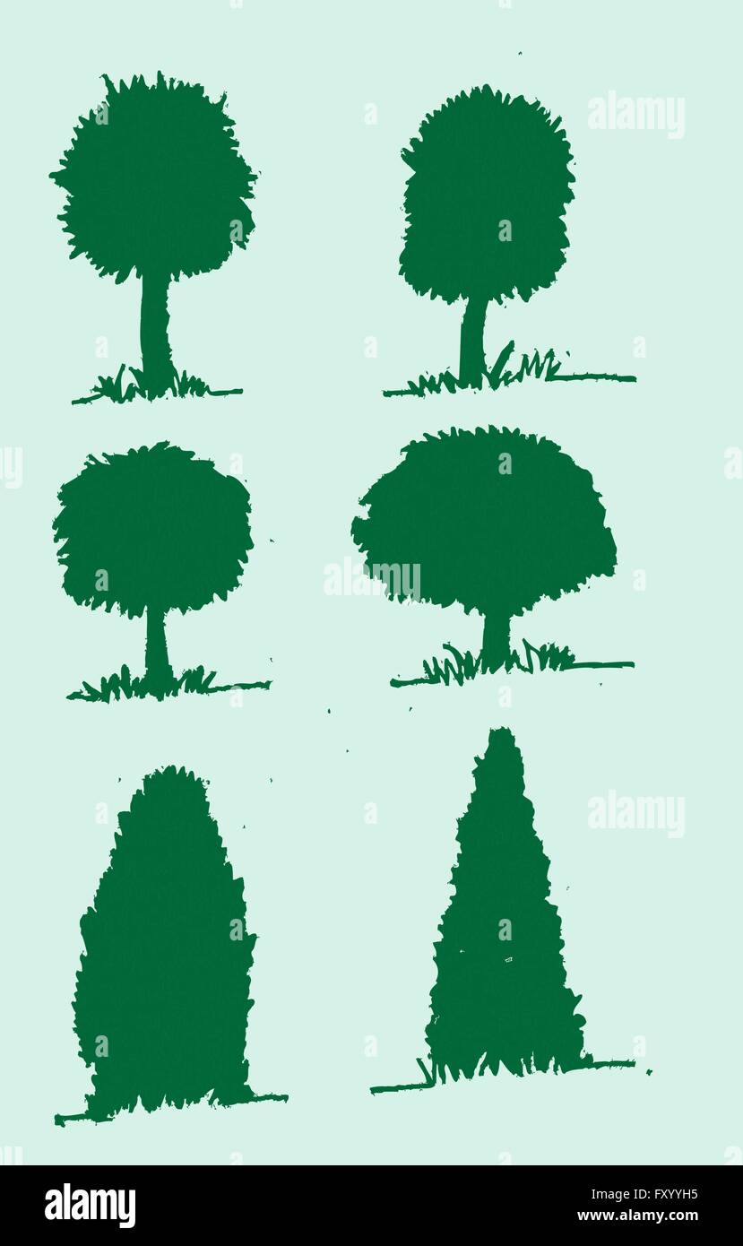 Set of trees with leaves Stock Vector Image & Art - Alamy