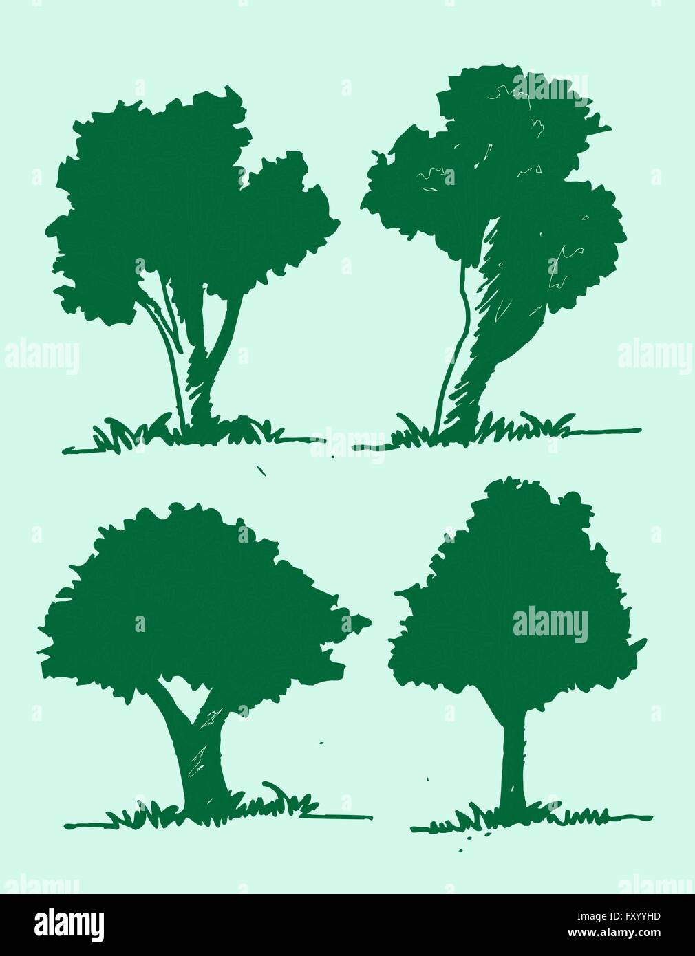 Set of trees with leaves Stock Vector Image & Art - Alamy