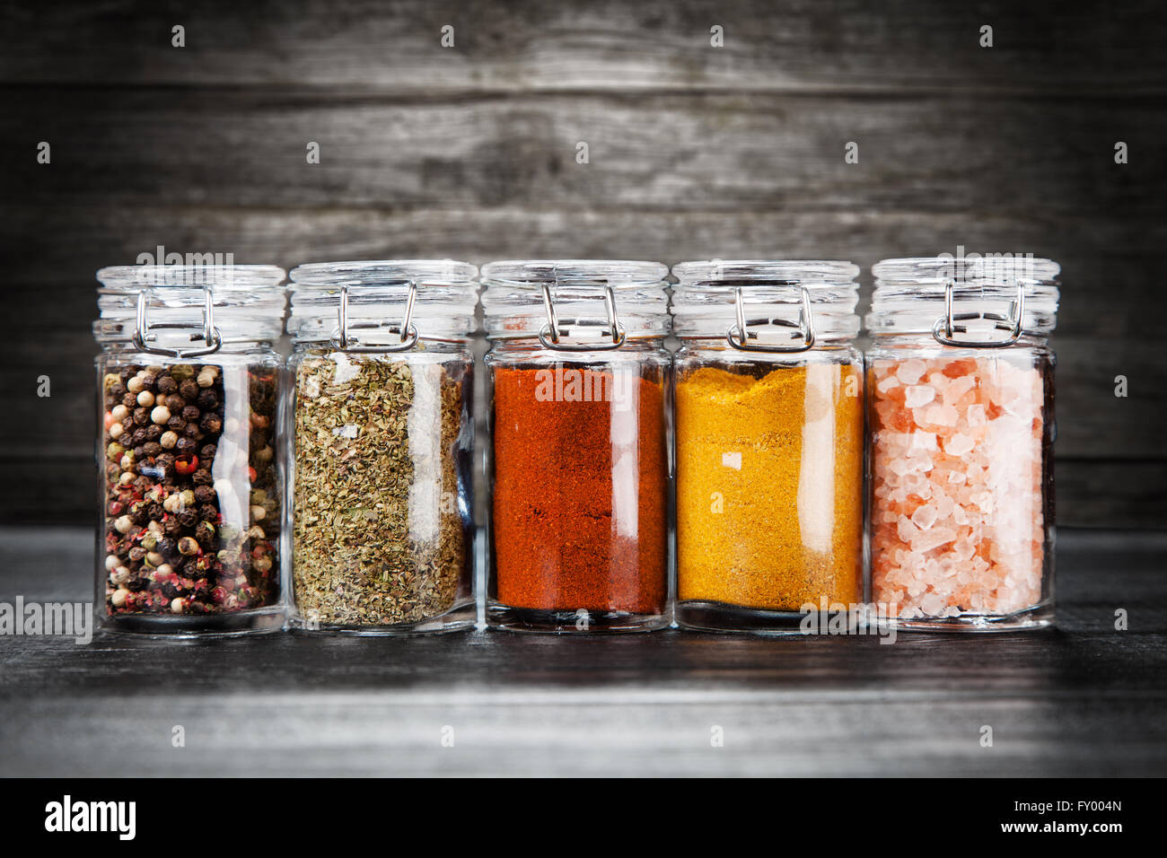 Set of different herbs and spice Stock Photo
