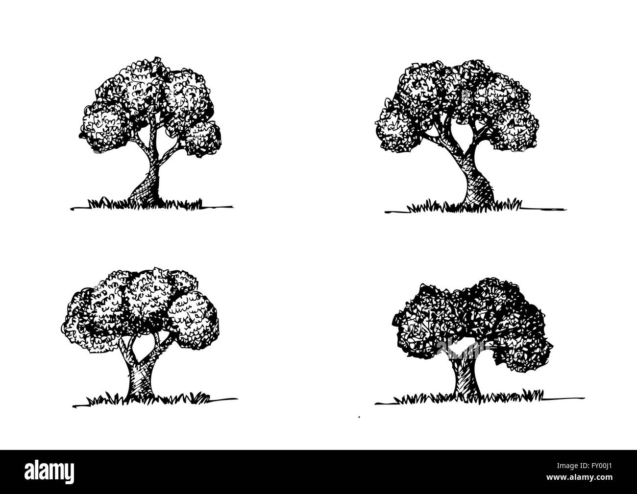 Set of trees with leaves Stock Vector