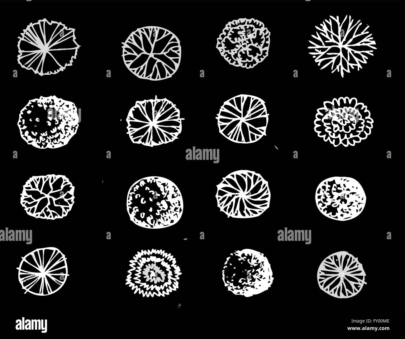 Trees top view for architecture landscape design projects Stock Vector