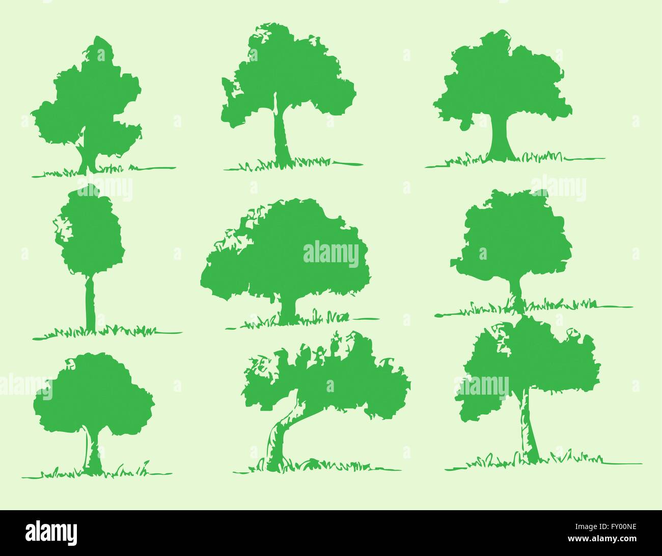 Set of trees with leaves Stock Vector Image & Art - Alamy