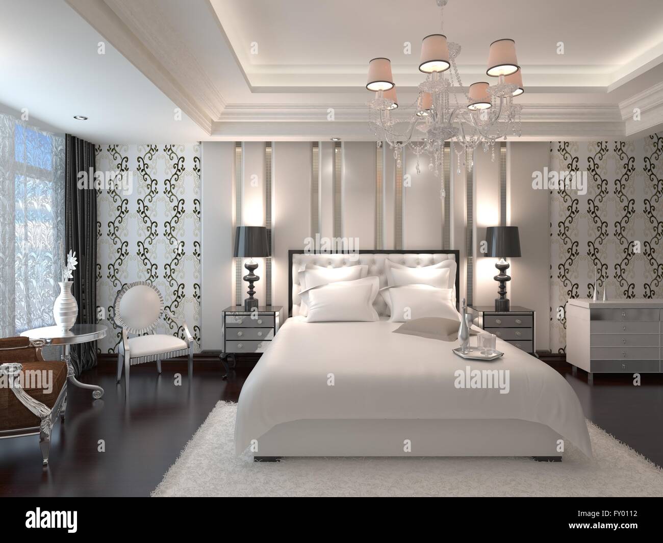 Bedroom Interior 3D Rendering Stock Photo - Alamy