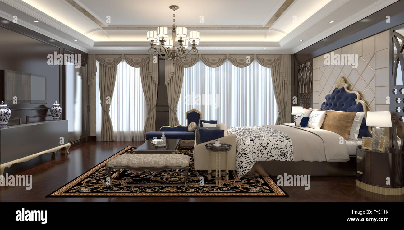 Bedroom Interior 3D Rendering Stock Photo - Alamy