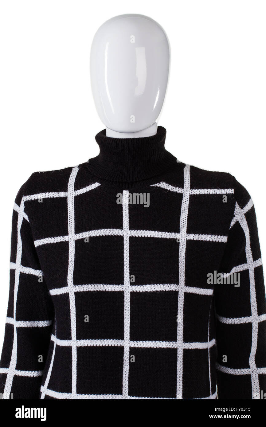 Checkered sweater with high collar Stock Photo - Alamy