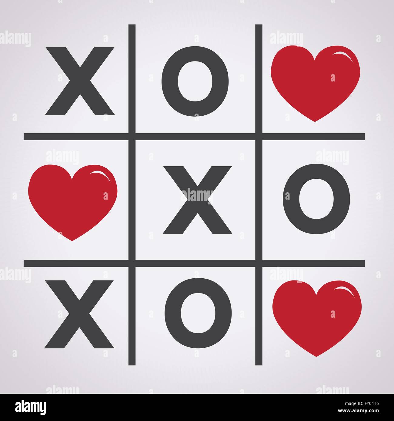 Happy Valentines day card , Tic tac toe game ,cross , heart sign, xoxo ...