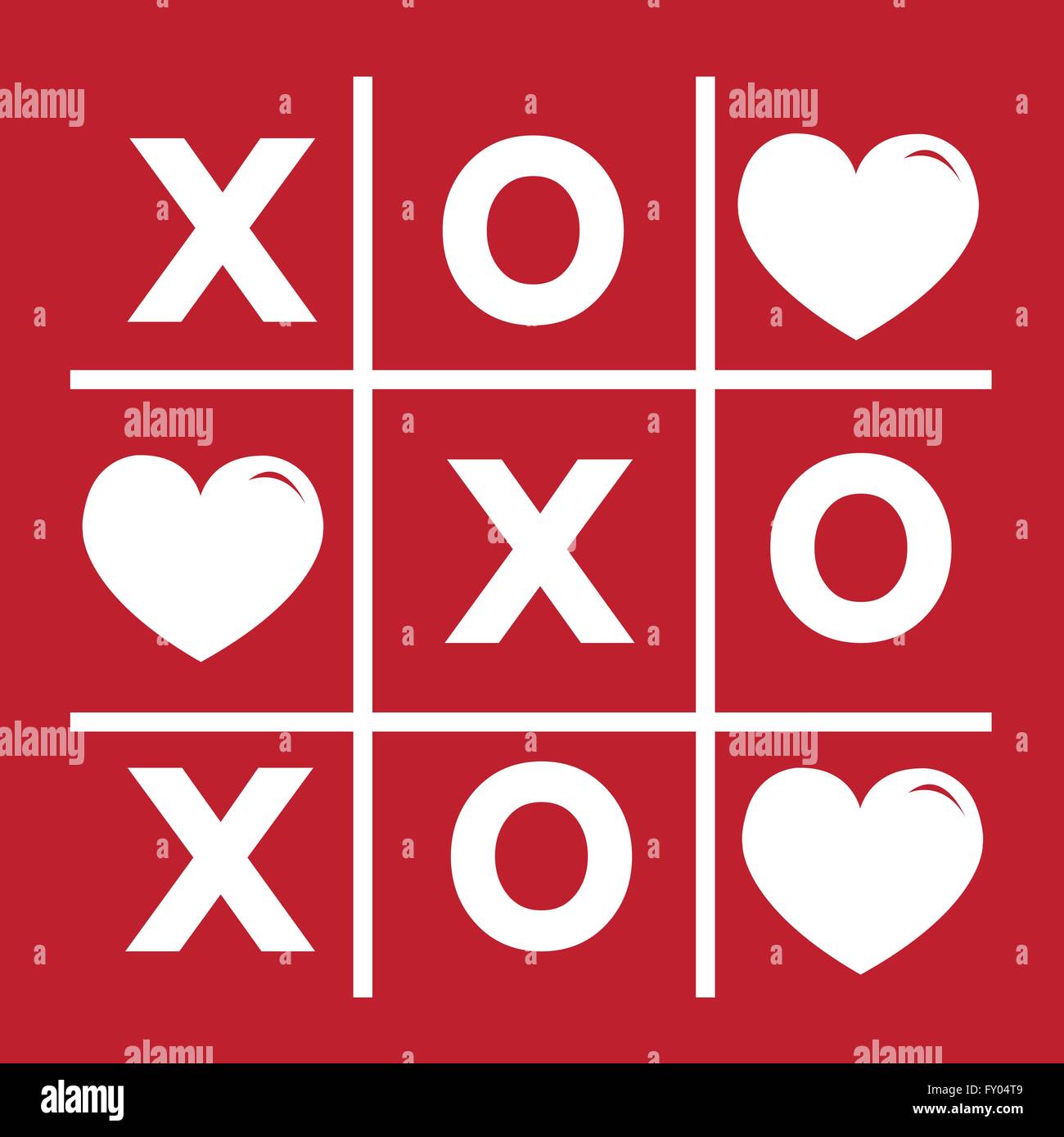 Happy Valentines day card , Tic tac toe game ,cross , heart sign, xoxo ...