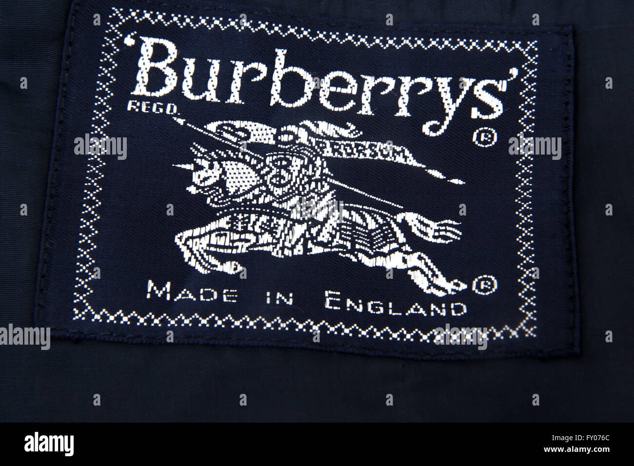 Burberry's Label On Black Jacket Stock Photo - Alamy