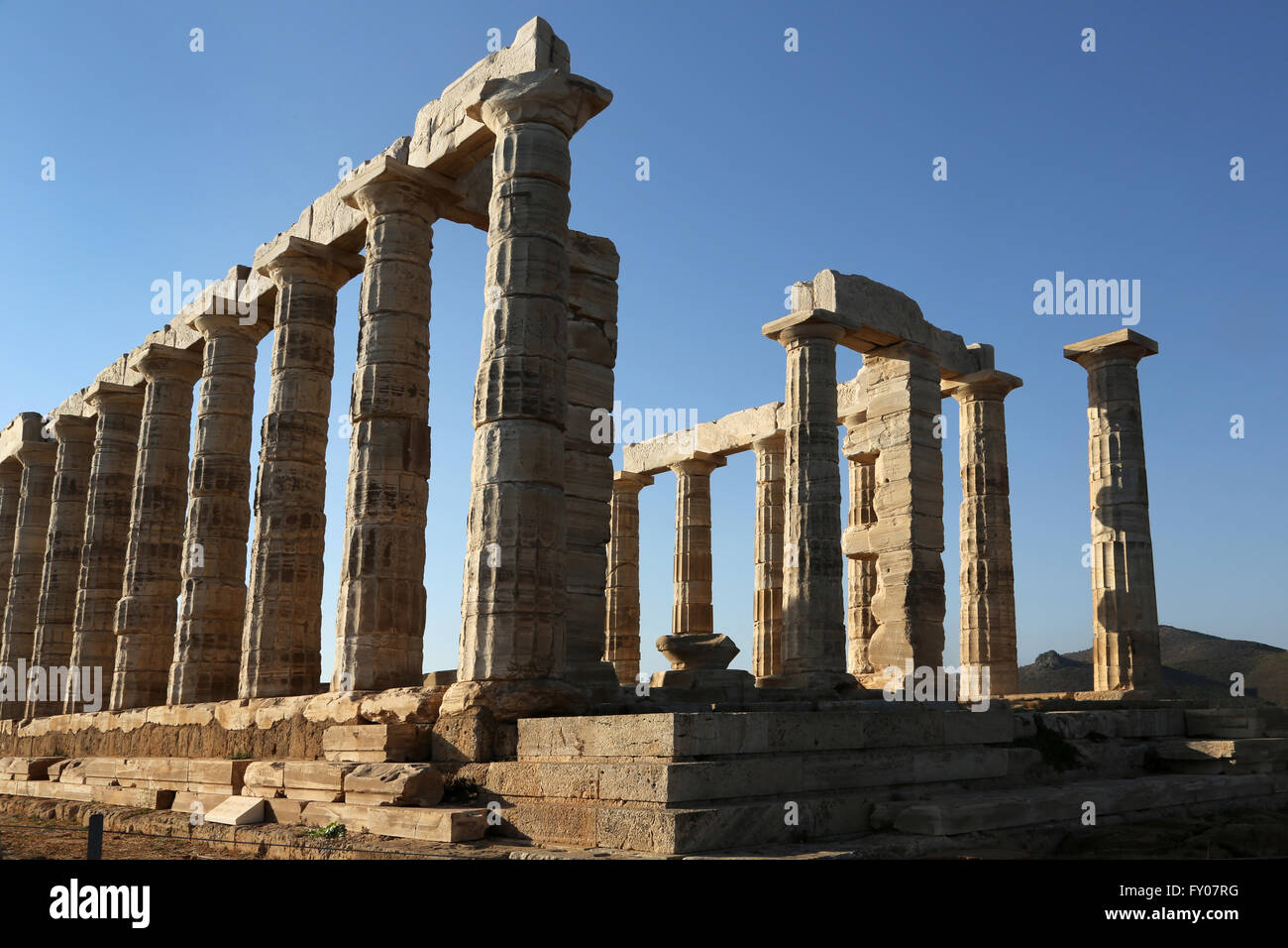 Attica Greece Sounion Temple Of Poseidon The Altar Stock Photo - Alamy