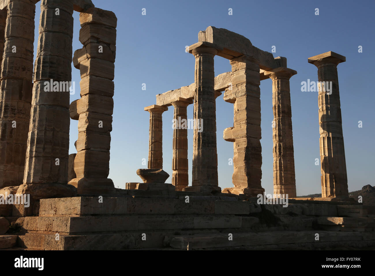 Attica Greece Sounion Temple Of Poseidon The Altar Stock Photo - Alamy